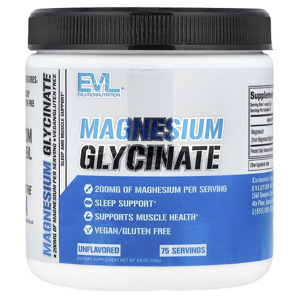 EVLution Nutrition, Magnesium Glycinate, Unflavored, 4.8 oz (135 g) — product photo 1
