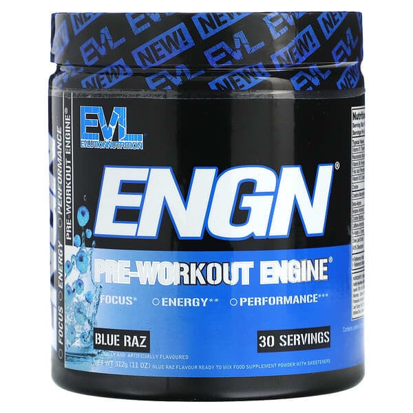EVLution Nutrition ENGN, Pre-Workout Engine, Blue Raz, 11 oz (312 g)
