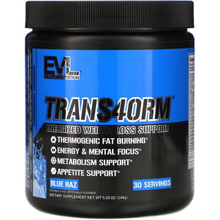 EVLution Nutrition, Trans4orm, Blue Raz, 144 g (5,10 oz)
