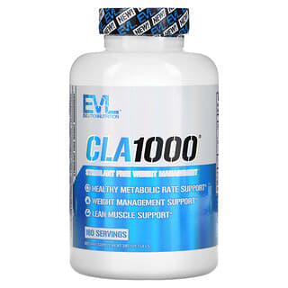 EVLution Nutrition, CLA1000, добавка для коррекции веса без стимуляторов, 180 капсул