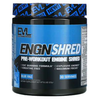 EVLution Nutrition, ENGN Shred, Pre-Workout Engine Shred, Blue Raz, 231 g (8,1 oz.)