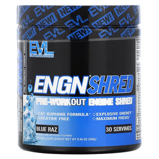 EVLution Nutrition, ENGN Shred, Pre-Workout Engine Shred, Blue Raz, 8.46 oz (240 g)
