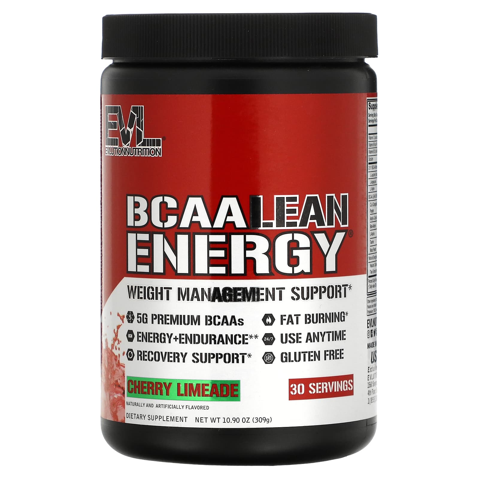 EVLution Nutrition, BCAA LEAN ENERGY, Weight Management Support, Cherry
