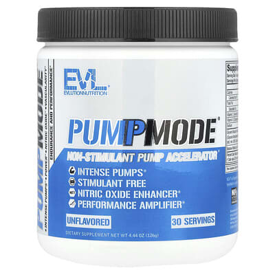 EVLution Nutrition, PumpMode®, Non-Stimulant Pump Accelerator, Unflavored, 4.44 oz (126 g)