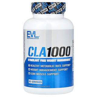 EVLution Nutrition, CLA1000®, Control del peso sin estimulantes, 90 cápsulas blandas (1000 mg por cápsula blanda)
