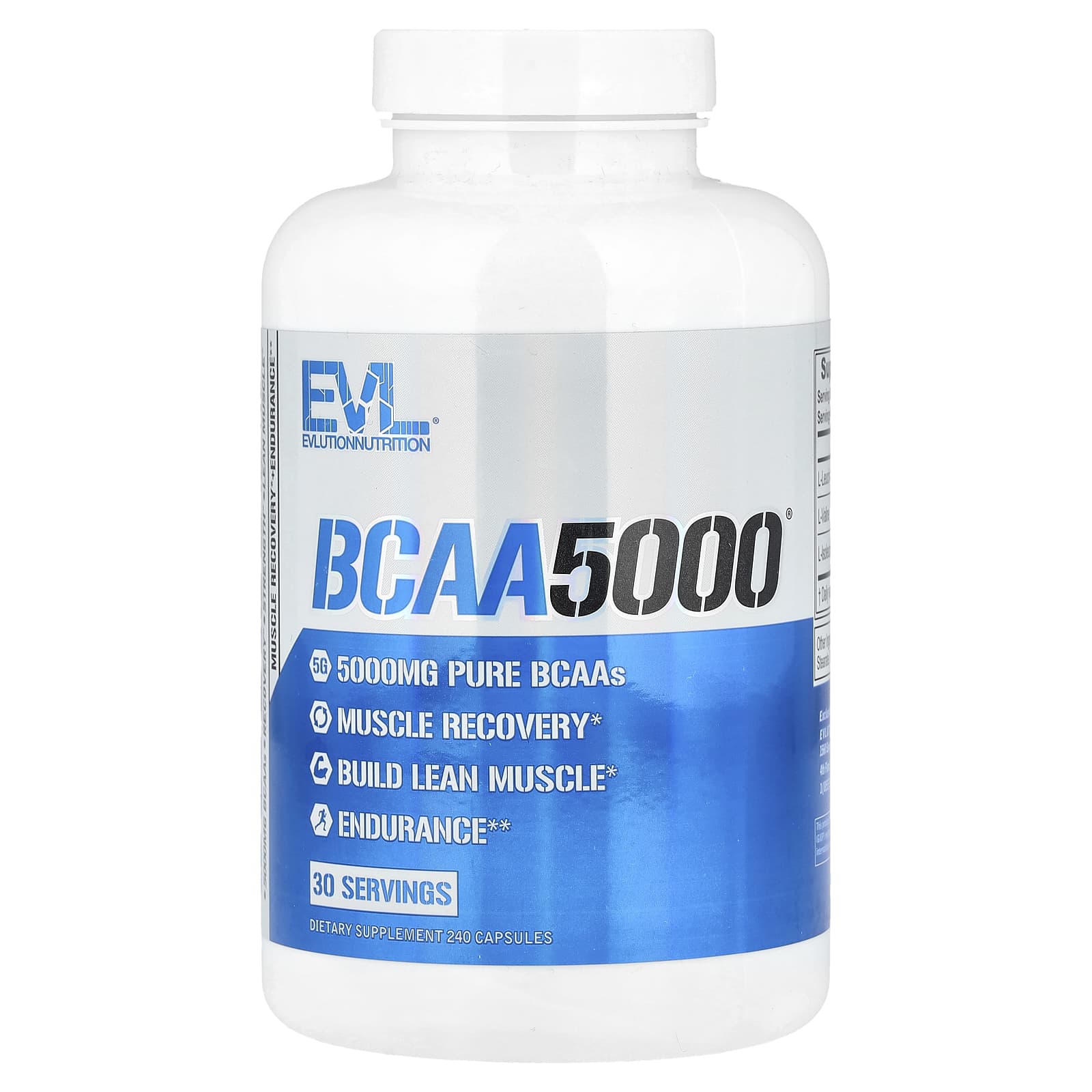 EVLution Nutrition, BCAA5000, 240 Capsules