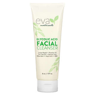 Eva Naturals, Antiedad, Limpiador facial con ácido glicólico, 6 oz