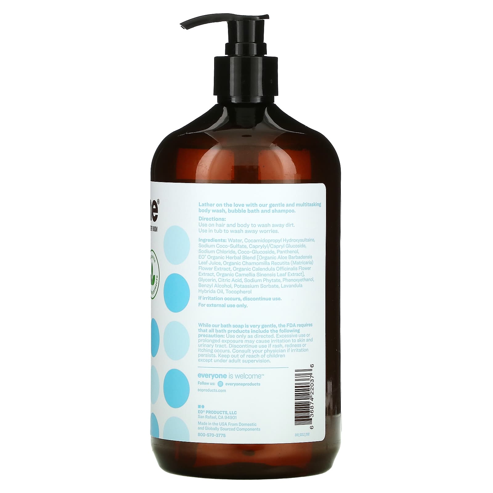 Everyone, 3 in 1 Soap, Body Wash, Bubble Bath, Shampoo, Unscented, 32