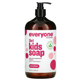 Everyone‏, סבון 3 ב-1 לילדים, ג׳ל רחצה, קצף אמבט, שמפו, פיצוץ של פירות יער, 946 מ"ל (32 מ"ל)