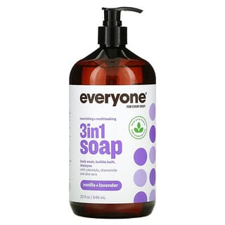 Everyone, 3 In 1 Soap, Body Wash, Bubble Bath, Shampoo, Vanilla + Lavender, 32 fl oz (946 ml)