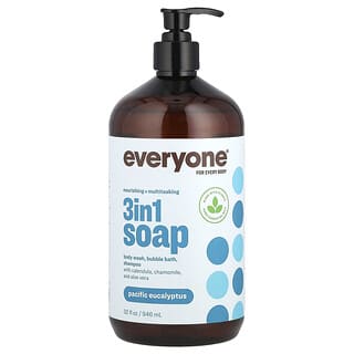 Everyone, Jabón 3 en 1, Jabón líquido para el cuerpo, Baño de burbujas y Champú, Eucalipto del Pacífico, 946 ml (32 oz. líq.)