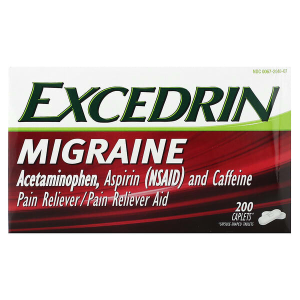 Excedrin, ผลิตภัณฑ์รักษาไมเกรน บรรจุเม็ดแคปเล็ต 200 เม็ด