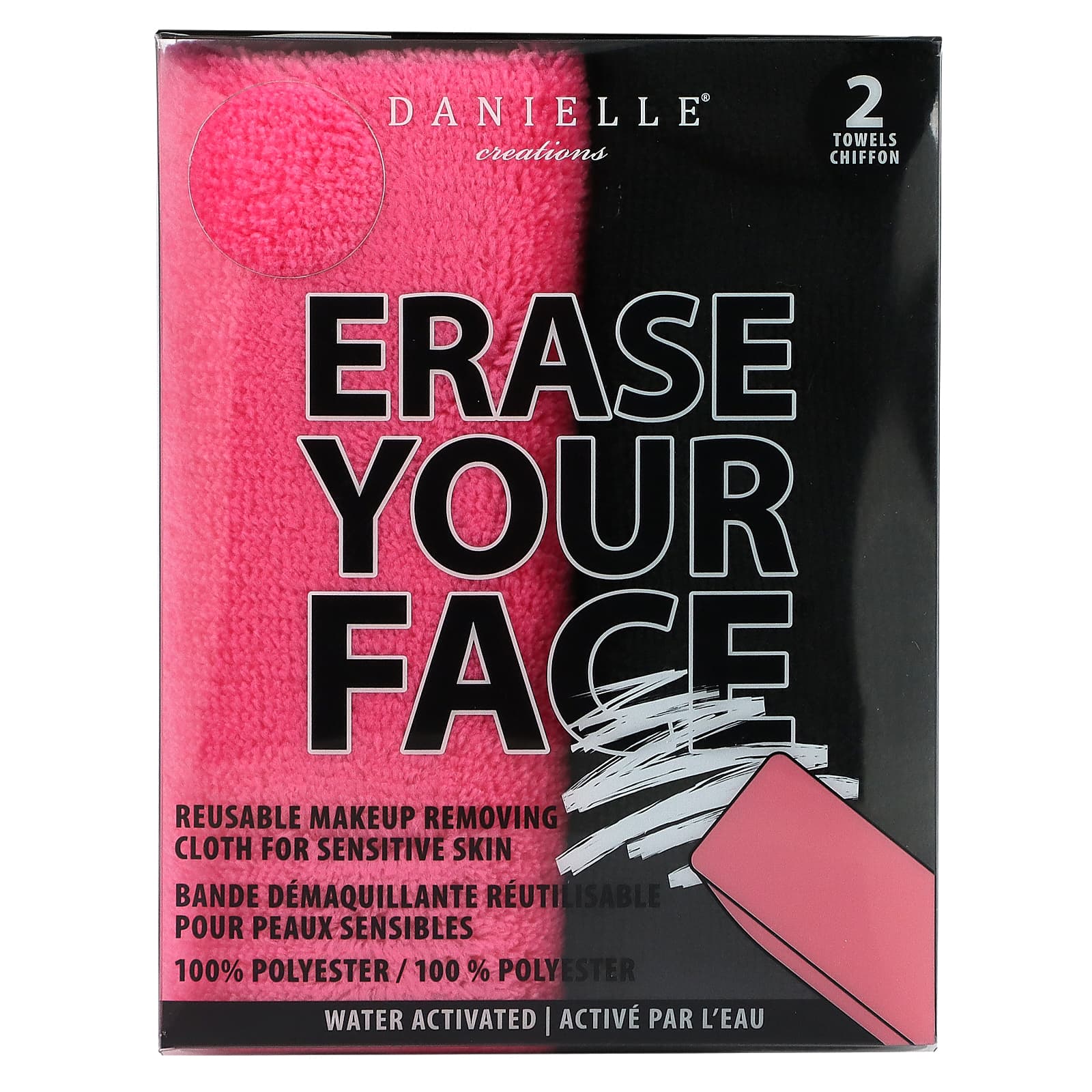 Erase Your Face Reusable Make Up Removing Cloths Pink And Black 2 Cloths 
