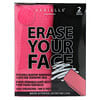 Erase Your Face, Многоразовые салфетки для снятия макияжа, розовые и черные, 2 салфетки