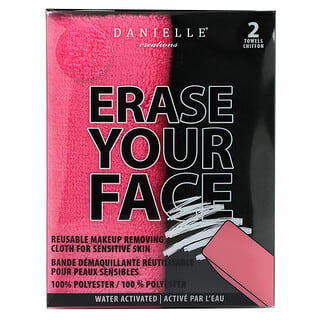 Erase Your Face, Многоразовые салфетки для снятия макияжа, розовые и черные, 2 салфетки