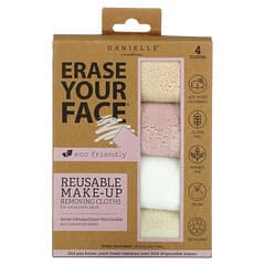 Erase Your Face, Wiederverwendbare Abschminktücher, verschiedene Farben, 4 Tücher