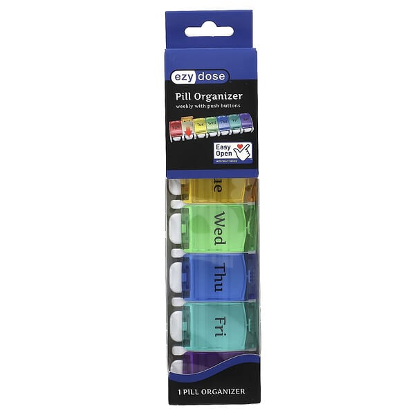 Ezy Dose, Weekly with Push Buttons Pill Organizer, 1 Count