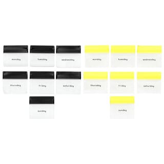 Ezy Dose, Reusable 7-Day AM/PM Pill Pouch Set, Black and Yellow, 1 Set