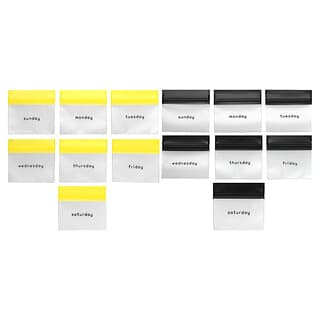 Ezy Dose, Wiederverwendbares 7-Tage-Pillenbeutel-Set für morgens und abends, schwarz und gelb, 1 Set