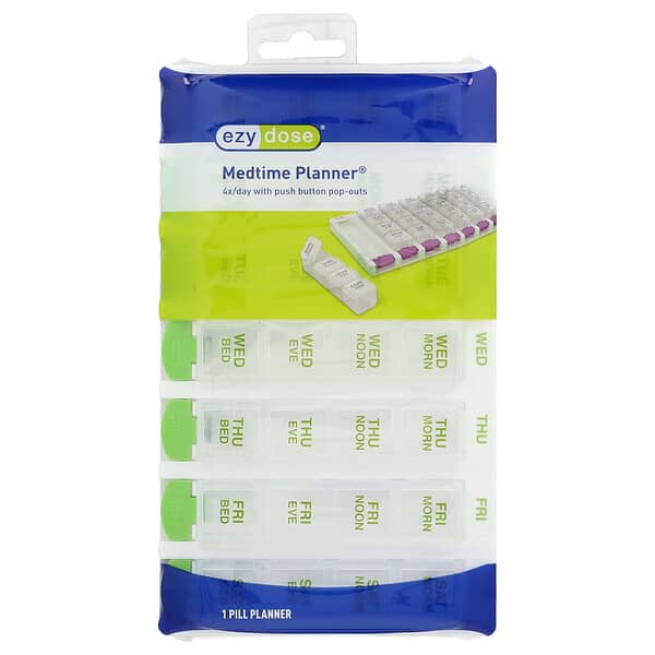 Ezy Dose, Weekly 4X/Day with Push Button Pop-Outs Medtime Planner, 1 Count