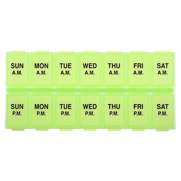 Ezy Dose, Pastillero semanal con base redondeada para la mañana y la noche, Medio, 1 unidad