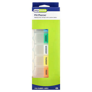 Ezy Dose, Planificateur de pilules, Weekly Push 'N Pop® avec étiquettes personnalisées, 2XL, 1 pièce