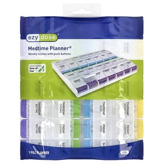 Ezy Dose, Medtime Planner®, Settimanale 4 volte al giorno con pulsanti, 2 XL, 1 conte