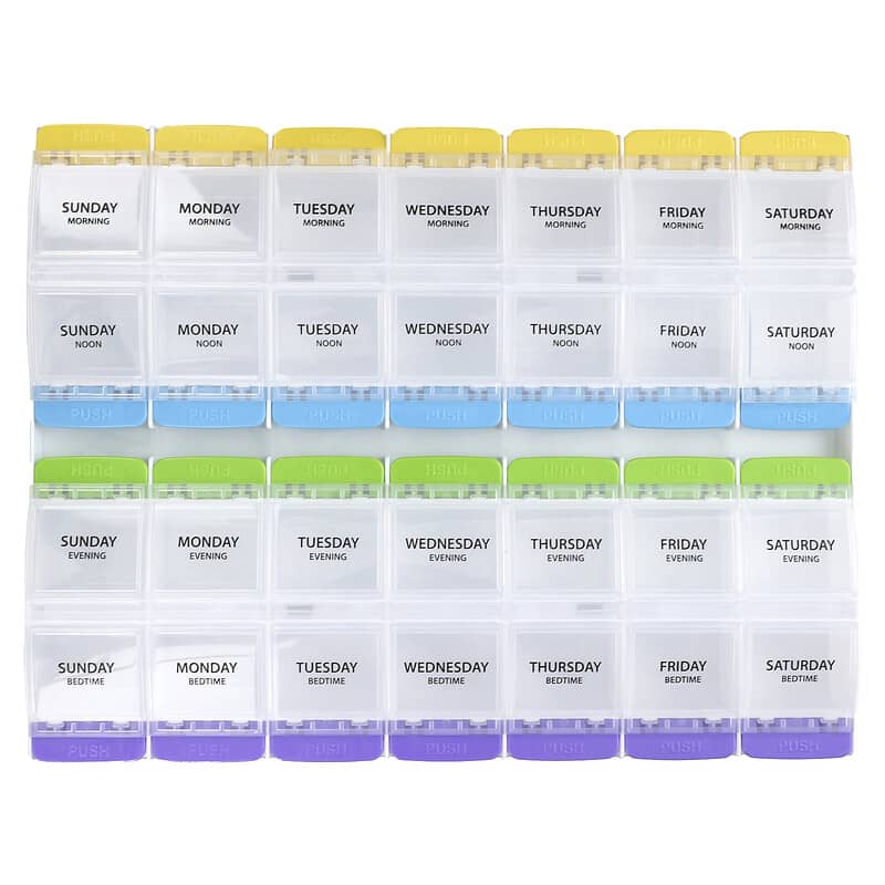 Weekly 4X/Day with Push Buttons Medtime Planner, 3XL, 1 Count