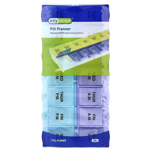 Ezy Dose, Haftalık AM/PM Kilitli Hap Planlayıcısı, 2 XL, 1 Adet