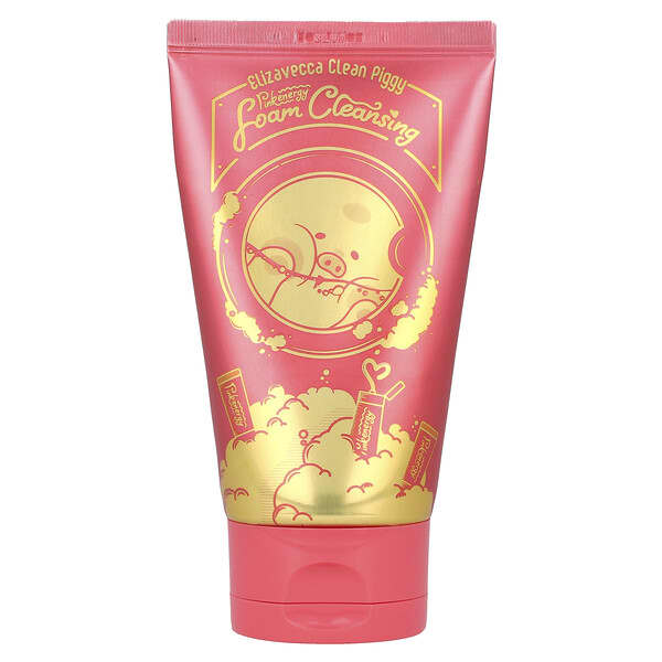 Elizavecca, 클린 피기 핑크 에너지 폼 클렌징, 120ml(4.06fl oz)