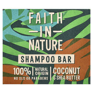 Faith in Nature, Barre de shampooing, Beurre de noix de coco et de karité, 85 g