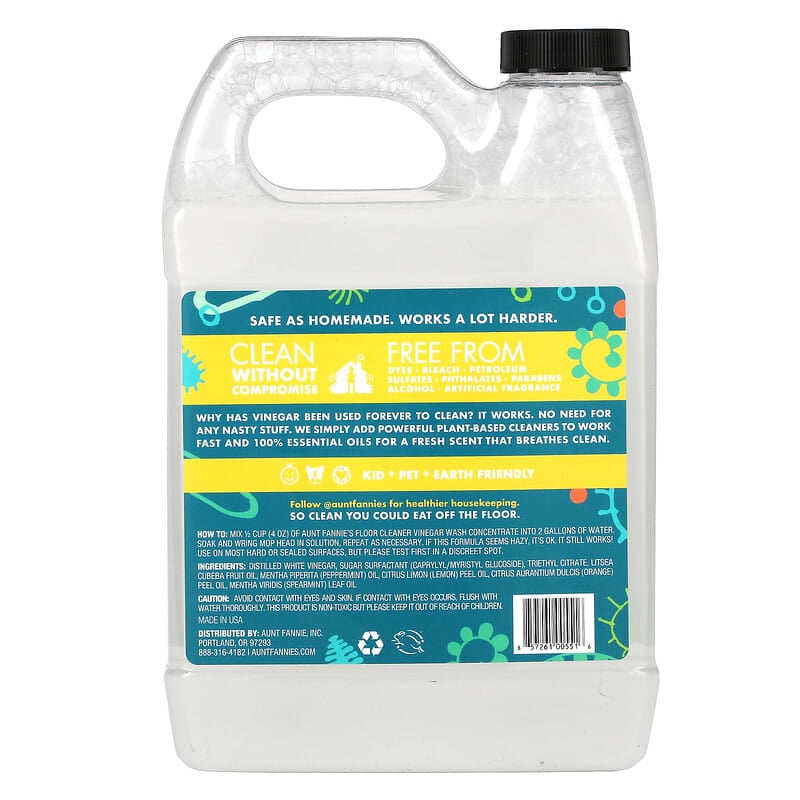 Floor Cleaner, Vinegar Wash Concentrate, Bright Lemon, 32 oz (946 ml)