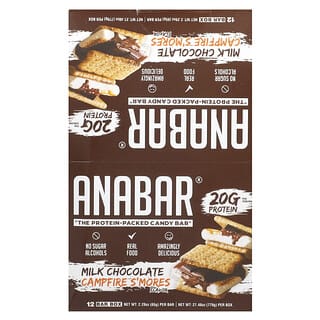 The Anabar, The Protein Candy Bar, S'Mores de fogata con chocolate con leche, 12 barritas, 65 g (2,29 oz) cada una