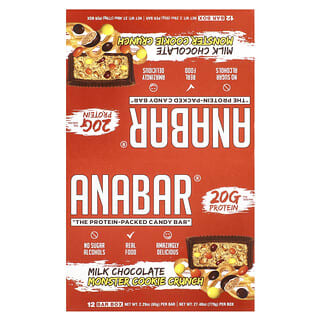 The Anabar, The Protein-Packed Candy Bar, Milk Chocolate Monster Cookie Crunch, 12 Bars, 2.29 oz (65 g) Each