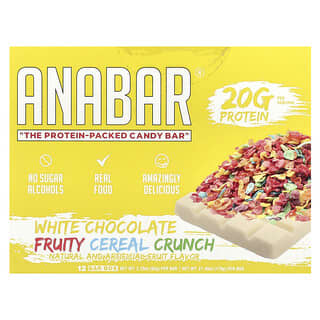 The Anabar, The Protein-Packed Candy Bar, White Chocolate Fruity Cereal Crunch, 12 Bars, 2.29 oz (65 g) Each