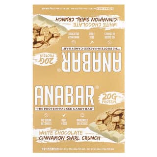 The Anabar, Permen Batangan dengan Protein, Swirl Crunch Cokelat Putih dari Kayu Manis, 12 Batangan, Masing-Masing 65 g (2,29 ons)