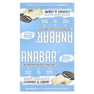 The Anabar, The Protein-Packed Candy Bar, White Chocolate Cookies & Cream, 12 Bars, 2.29 oz (65 g) Each