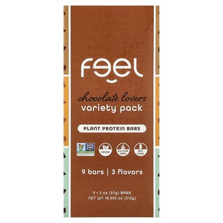 The Feel Bar, растительные протеиновые батончики, ассорти вкусов, шоколад, 9 батончиков по 57 г (2 унции)