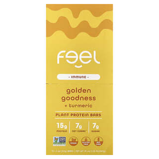 The Feel Bar, Immune, Plant Protein Bars, Golden Goodness + Turmeric, 10 Bars, 2 oz (57 g) Each