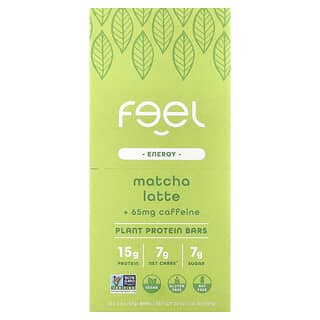 The Feel Bar, Energy, Plant Protein Bars, Matcha Latte + Caffeine, 10 Bars, 2 oz (57 g) Each