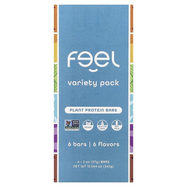 The Feel Bar, Plant Protein Bars, Variety Pack, 6 Bars, 2 oz (57 g) Each — product photo 1