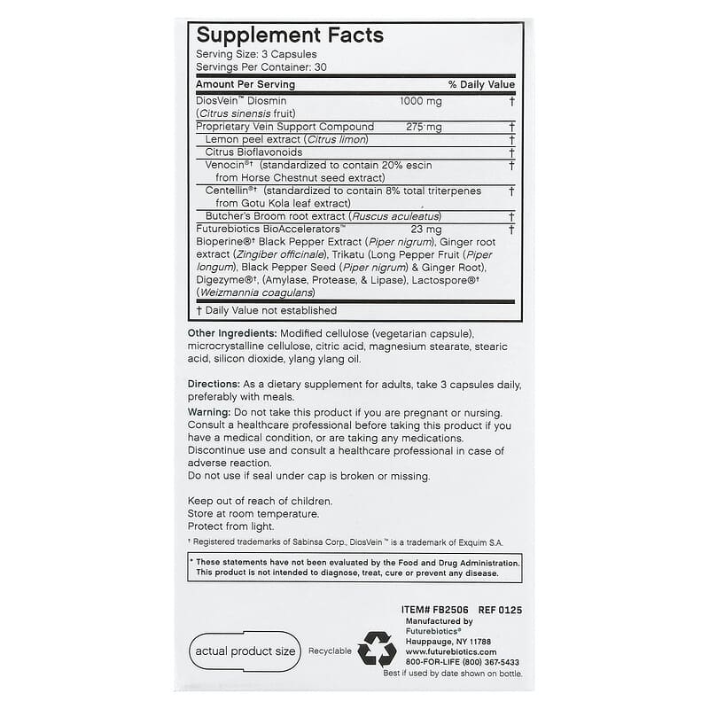 VeinFactors®、Varicose Vein Complex、ベジカプセル90粒