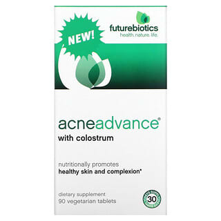 Futurebiotics, Acne Advance พร้อมโคลอสตรุม บรรจุเม็ดมังสวิรัติ 90 เม็ด