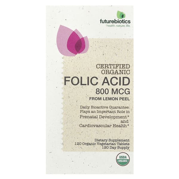 Folic Acid From Lemon Peel, 800 mcg, 120 Organic Vegetarian Tablets