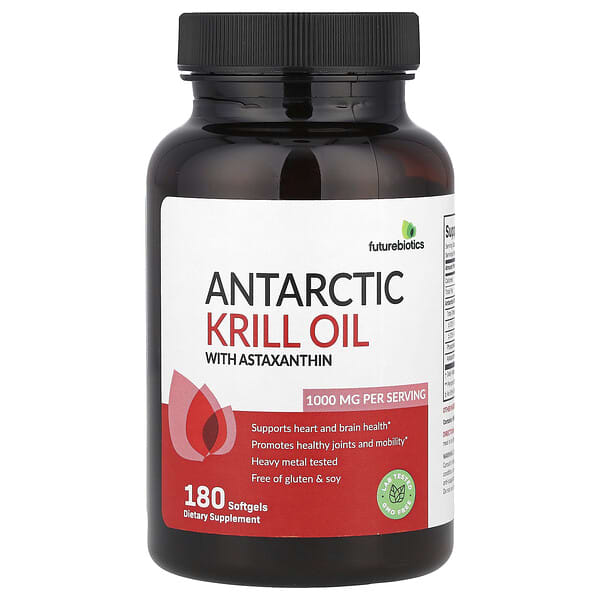 Futurebiotics, 南極磷蝦油和蝦青素，1000 毫克，180 粒軟膠囊（每粒軟膠囊 5 毫克）