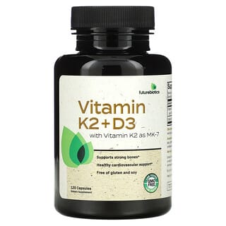 Futurebiotics, Vitamina K2 más vitamina D3 con vitamina K2 en forma de MK-7, 120 cápsulas