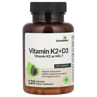 Futurebiotics, Vitamina K2 + D3 com Vitamina K2 como MK-7, 120 Cápsulas