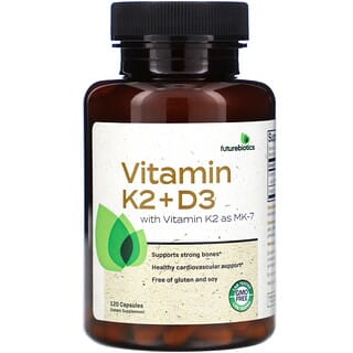 FutureBiotics, Vitamina K2 más vitamina D3 con vitamina K2 en forma de MK-7, 120 cápsulas