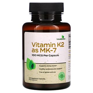 FutureBiotics, Витамин K2 в виде MK-7, 100 мкг, 100 вегетарианских капсул