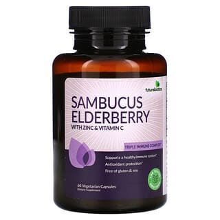 FutureBiotics, Saúco Sambucus con zinc y vitamina C, 60 cápsulas vegetales